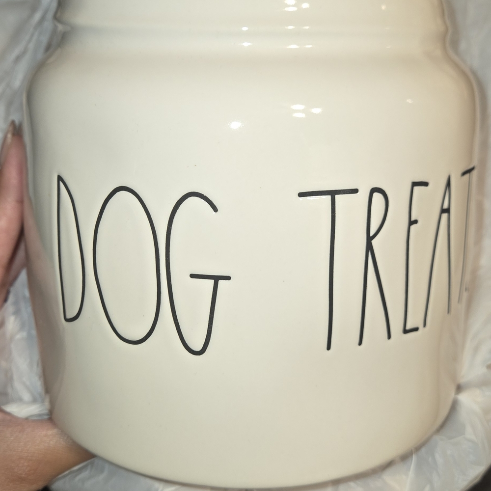 Rae Dunn Cream Ceramic Dog Treat Canister